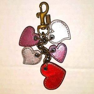 Vintage COACH Multicolored Leather Hearts Keyfob